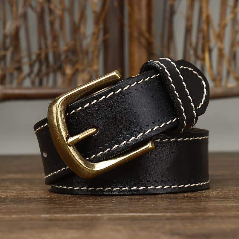 Men's Luxury Stitched Cowhide Leather Belt