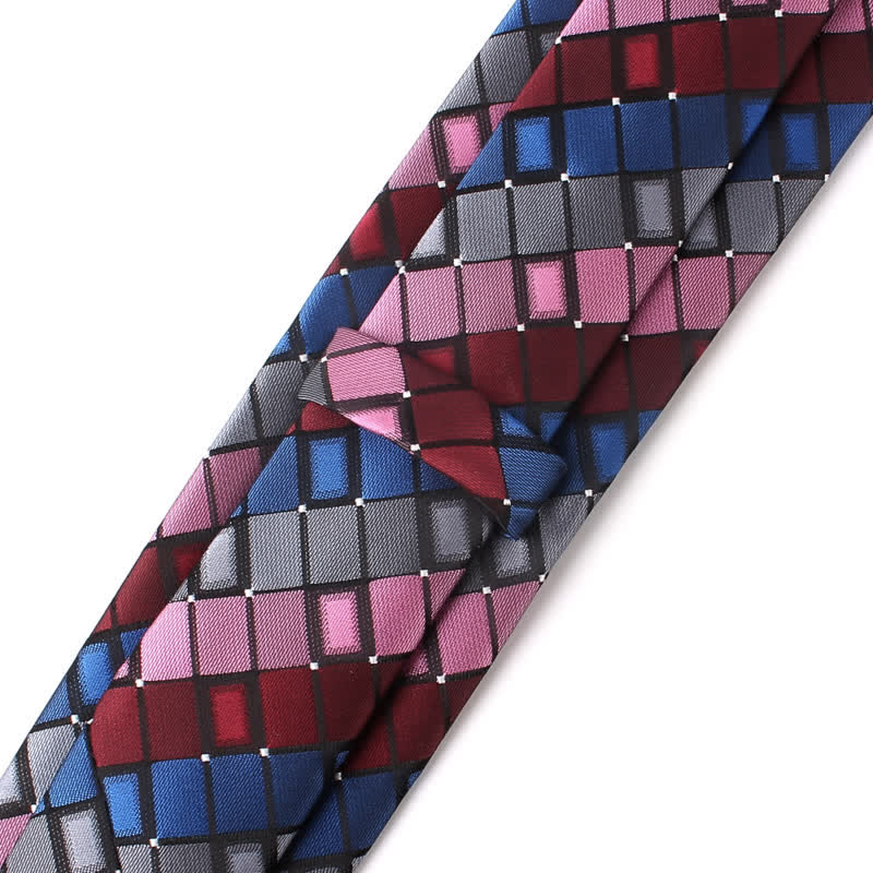 Men's Colorful Patch Square Checkered Necktie