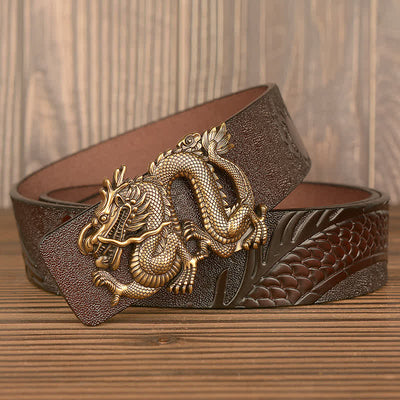 Men's Flying Dragon Luxury Cowskin Leather Belt