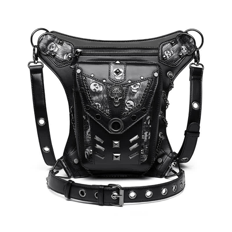Skull Studs Decoration Steampunk Chain Waist Leg Bag