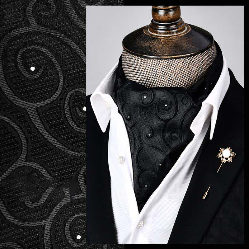 Black Modern Grandeur Floral Ascot Paisley Cravat