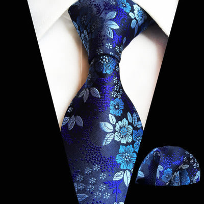 2Pcs Men's Plum Blossoms Floral Necktie Set