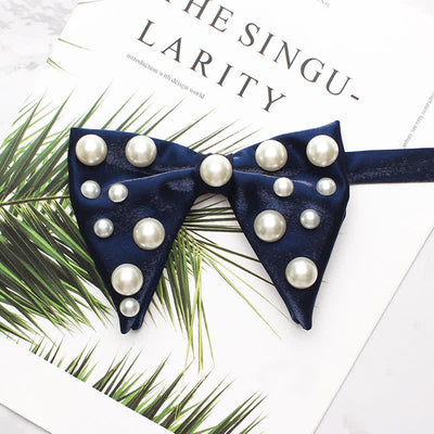 Pearls Bright Oversized Pointed Bow Tie