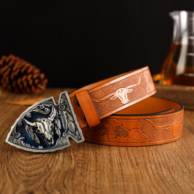 Men's Domineering Bull Head Ethnic Style Leather Belt