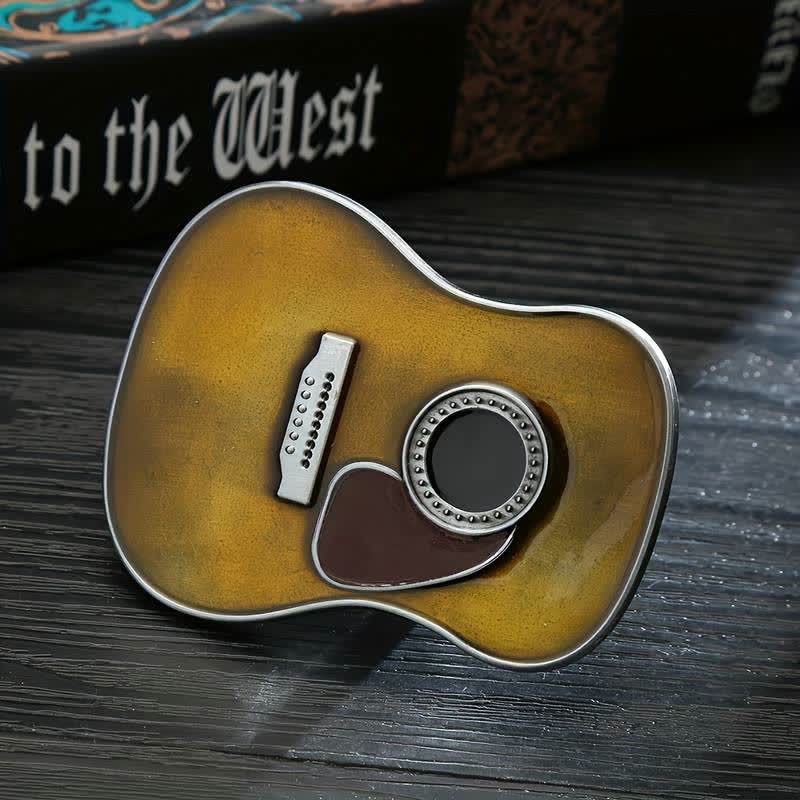 Men's DIY Musical Acoustic Guitar Buckle Leather Belt