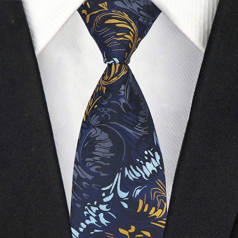 Men's Novelty Paisley Striped Flower Necktie