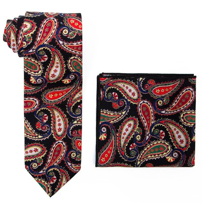 2Pcs Men's Exotic Paisley Necktie Set