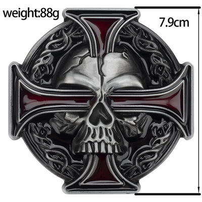 Men's Cross Skull Embossed Pattern Leather Belt