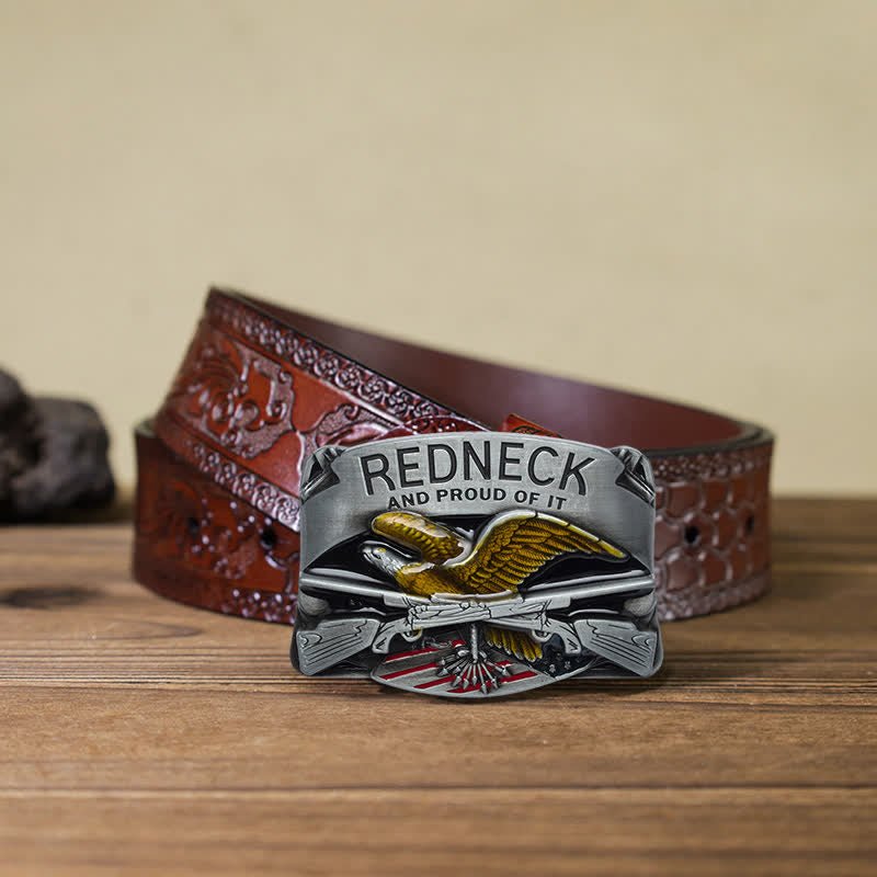 Men's DIY Redneck Enameled Eagle Buckle Leather Belt