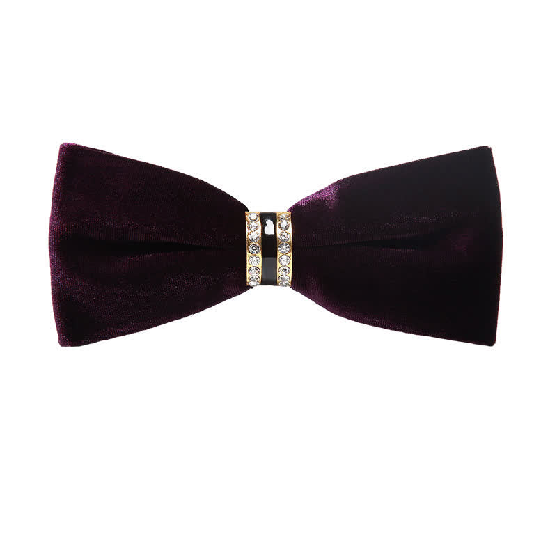 Men's Luxury Crystal Velvet Plain Bow Tie