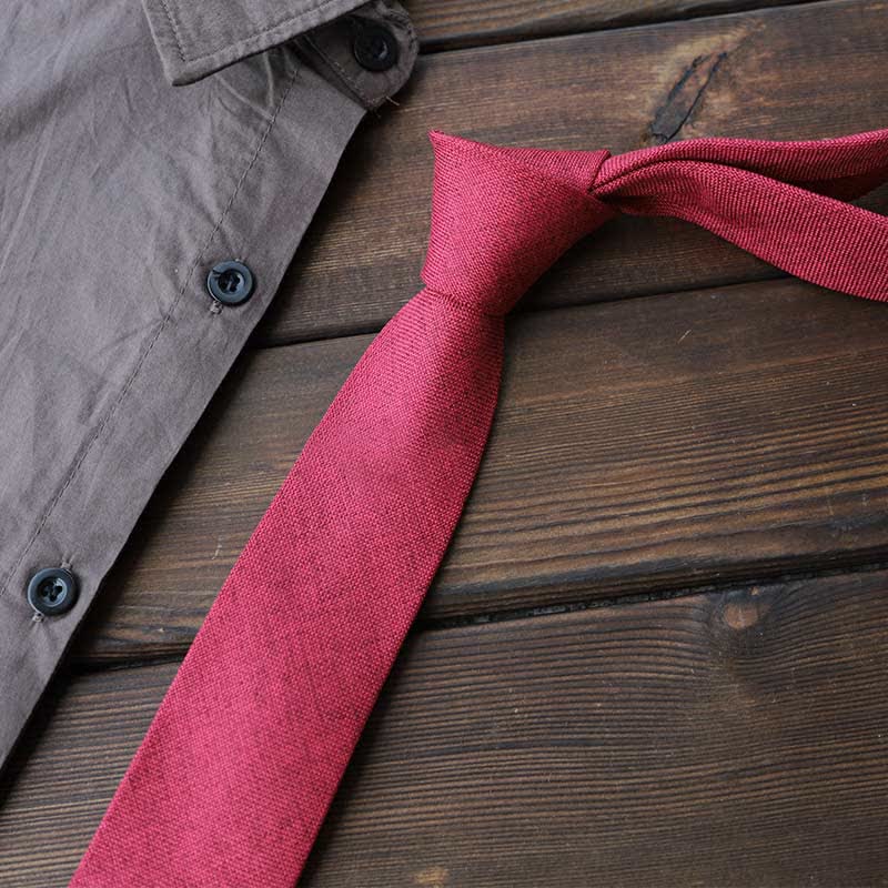 Men's Cotton Linen Solid Color Necktie