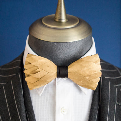 Sunshine Solid Gold Feather Bow Tie