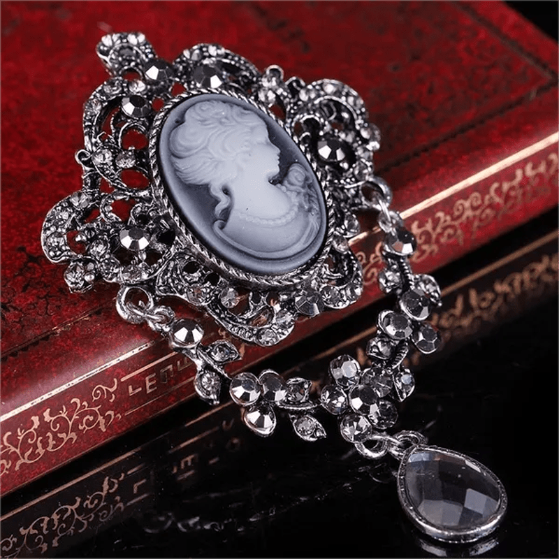 Women's Maiden Cameo Teardrop Brooch