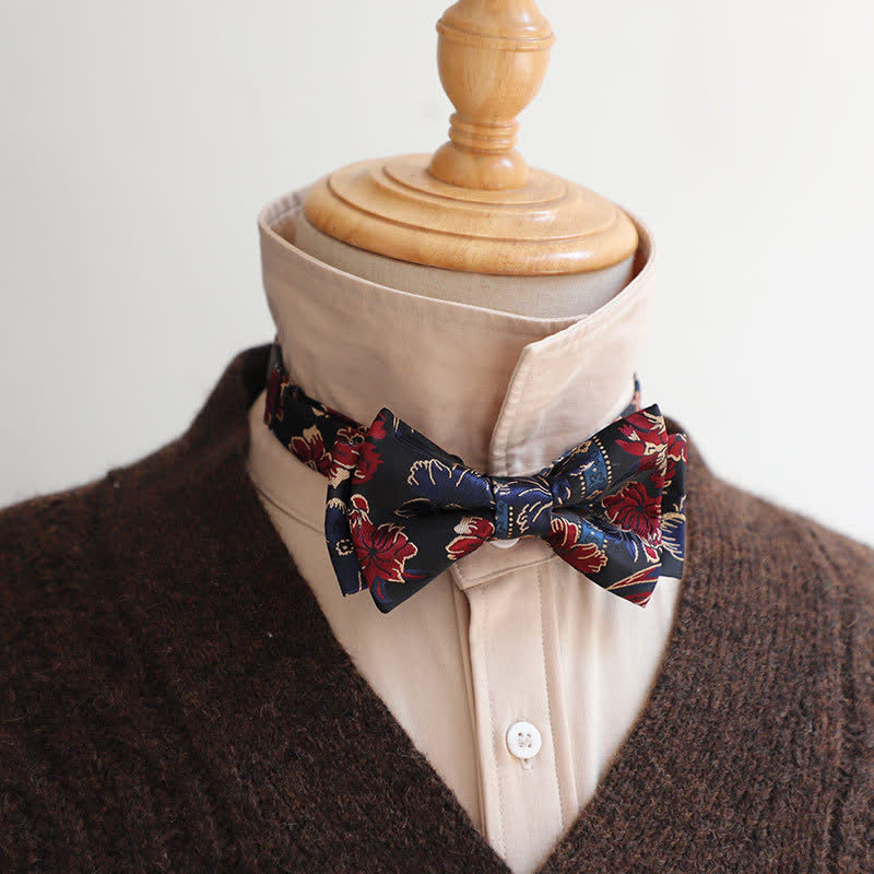 Men's Retro Floral Leaves Bow Tie