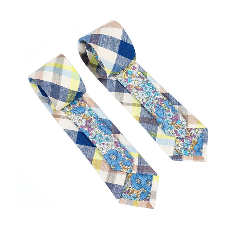 Men's Novel Plaid Floral Patchwork Necktie