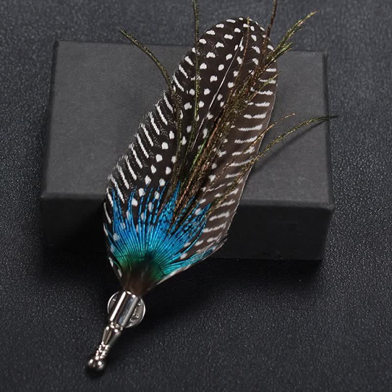 Wedding Natural Feather Buttonhole Brooch