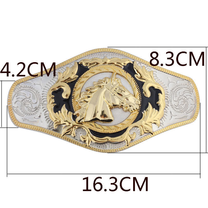 Men's DIY Western Golden Animal Buckle Leather Belt