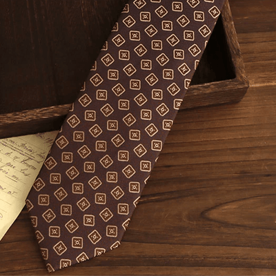 Men's Dark Brown & Gold Diamonds Necktie