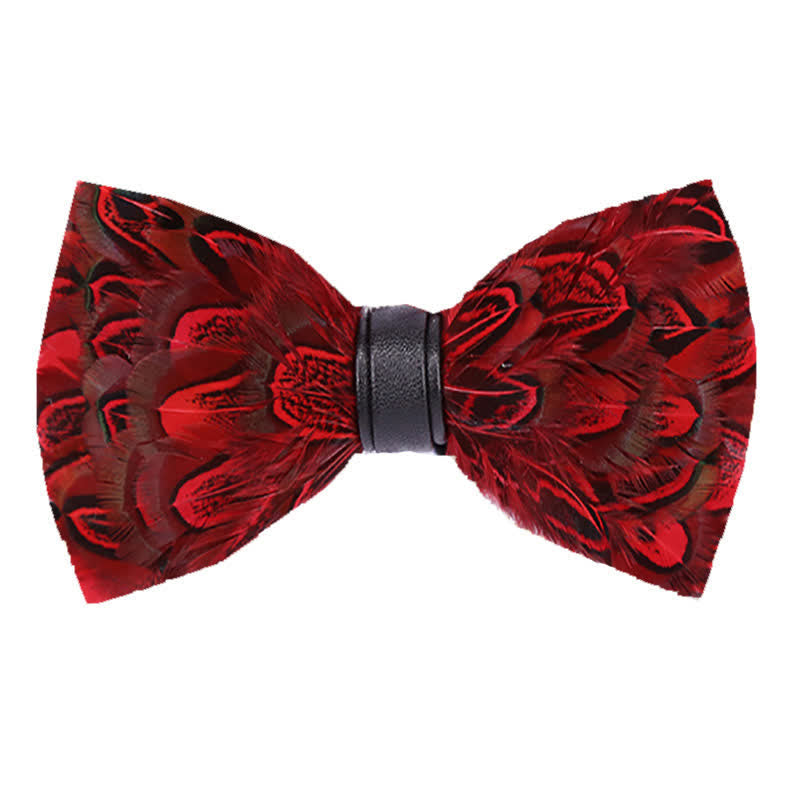 Crison & Black Peacock Feather Bow Tie with Lapel Pin