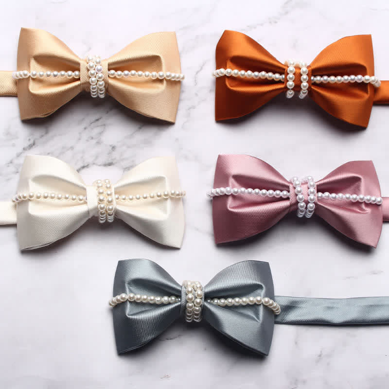 Men's Pearl Decor Chain Bow Tie