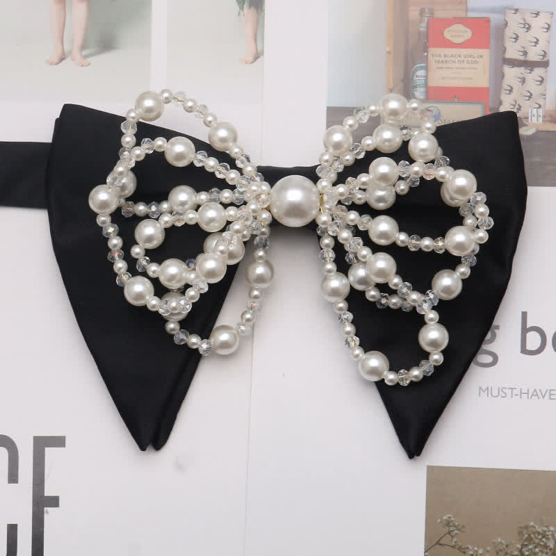 Men's Unique Imitation Pearl Oversized Pointed Bow Tie