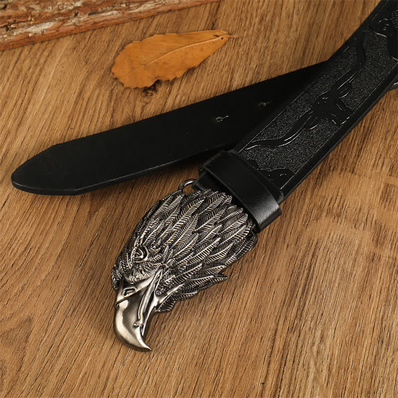 Men's Eagle Head Realistic Vulture Western Leather Belt