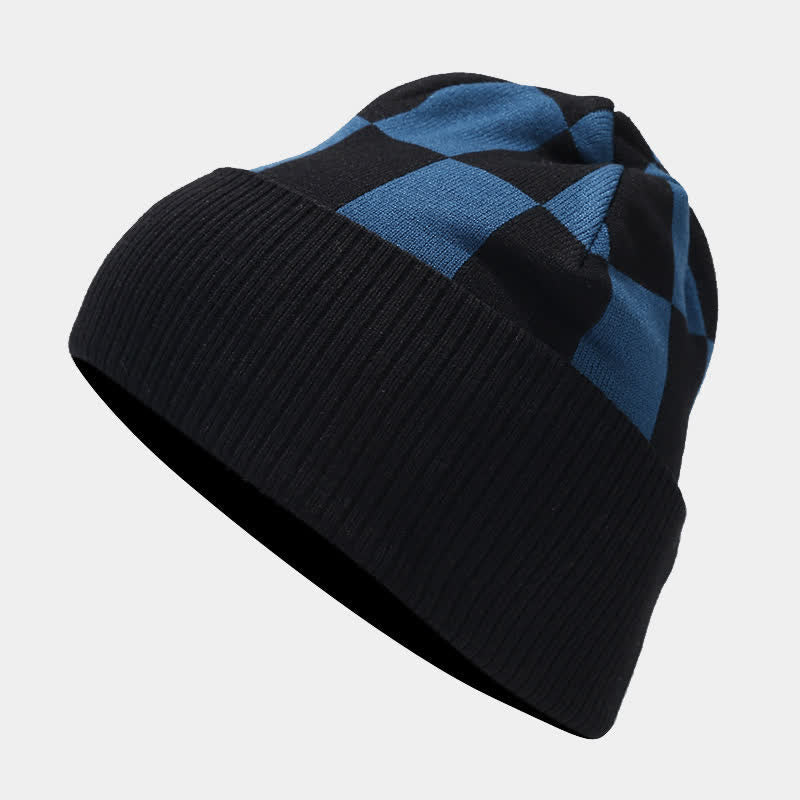 3Pcs Unisex Checkerboard Plaid Hat Scarf Gloves Set