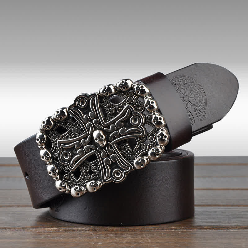 Men's Gothic Skull Plate Buckle Leather Belt