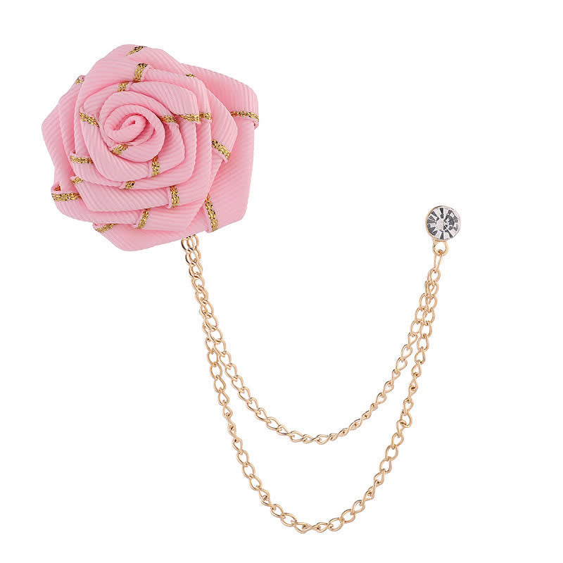 Men's Charming Floral Rose Chain Brooch