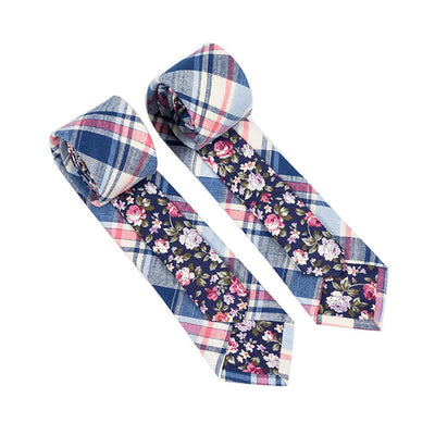 Men's Novel Plaid Floral Patchwork Necktie