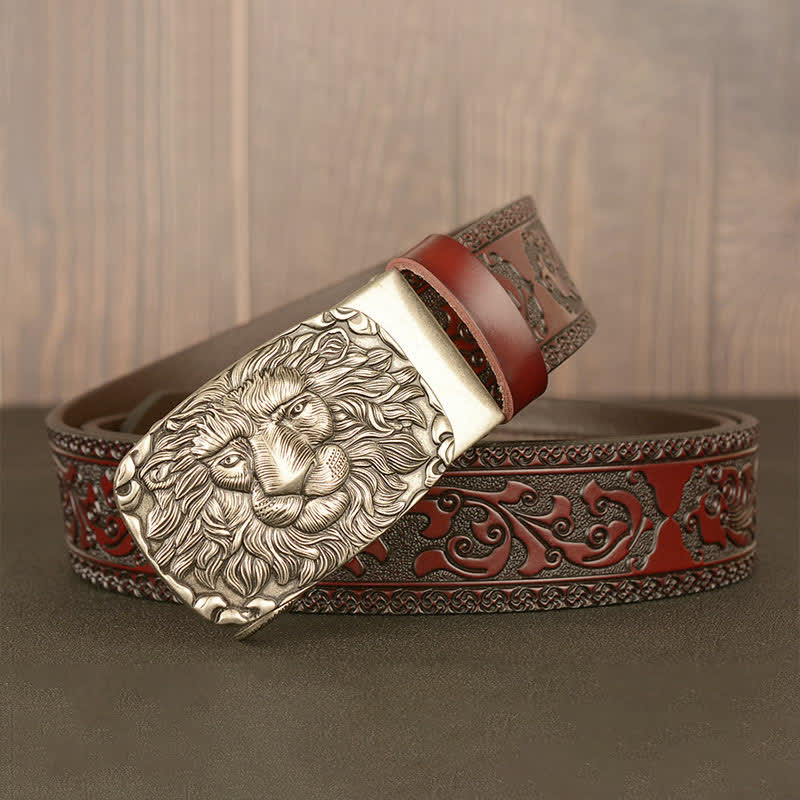 Men's Honor Male Lion Head Leather Belt