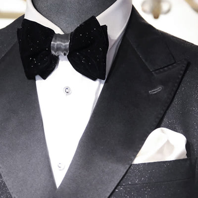 Men's Elegant Black Velvet Stunning Bow Tie