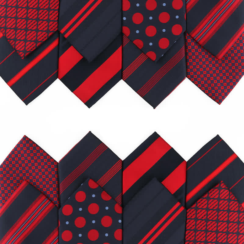 Men's Energetic Red Black Series Striped Necktie