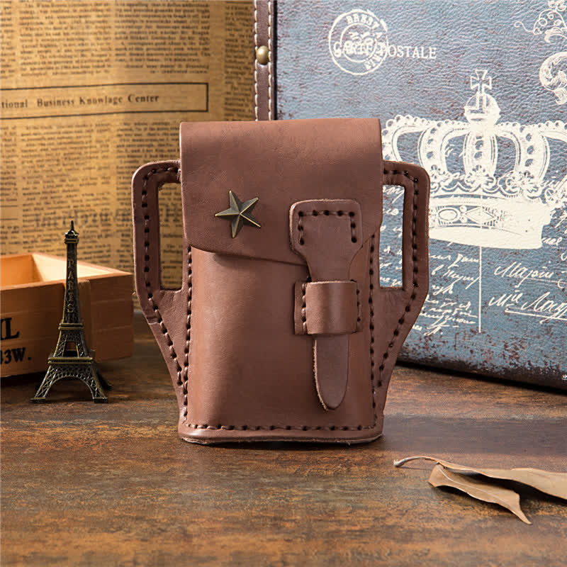 Star Miniature Cigarette Lighter Holder Leather Belt Bag