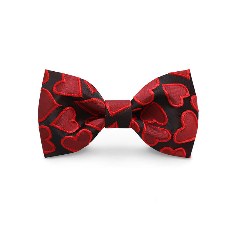 Men's Love Heart Embroidery Bow Tie