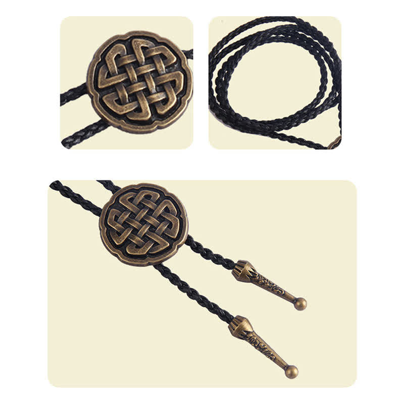 Viking Celtic Knot Round Pendant Bolo Tie