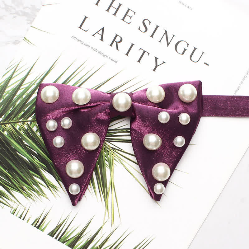 Pearls Bright Oversized Pointed Bow Tie