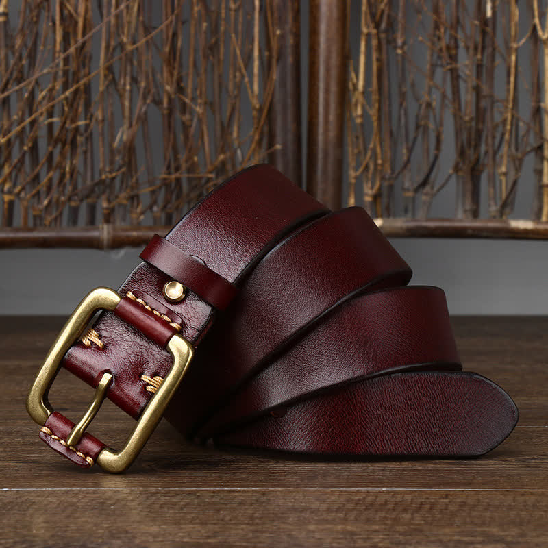 Men's Leisure Heavy Copper Buckle Leather Belt