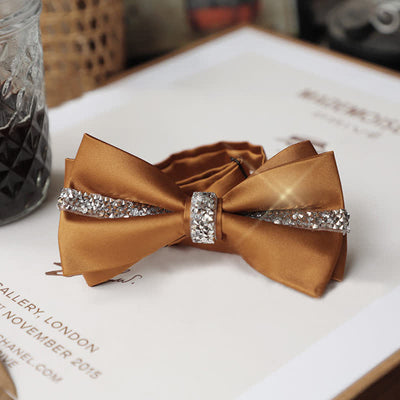 Men's Shining Rhinestone Satin Bow Tie