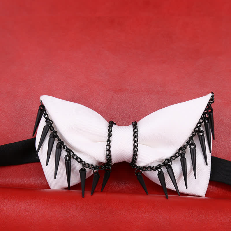 Men's Punk Style Rivet Chain Tassels Bow Tie