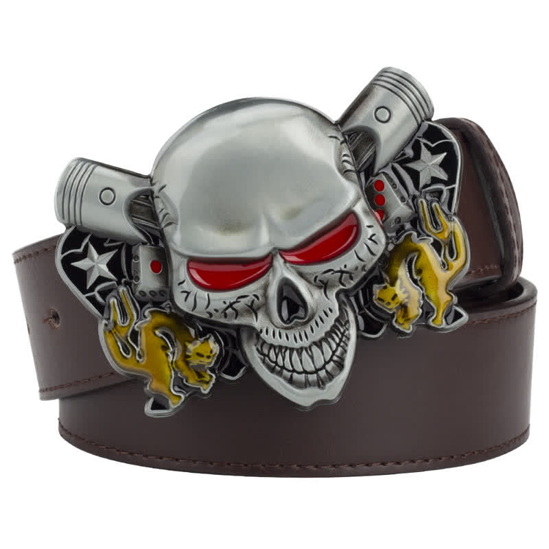 Men's Punk Biker Skull Demon Clown Leather Belt