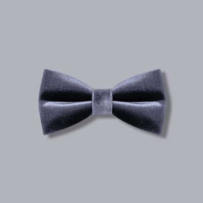 Men's Night Gray Solid Color Velvet Bow Tie