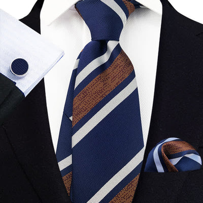 3Pcs Men's Symmetry Striped Formal Necktie Set
