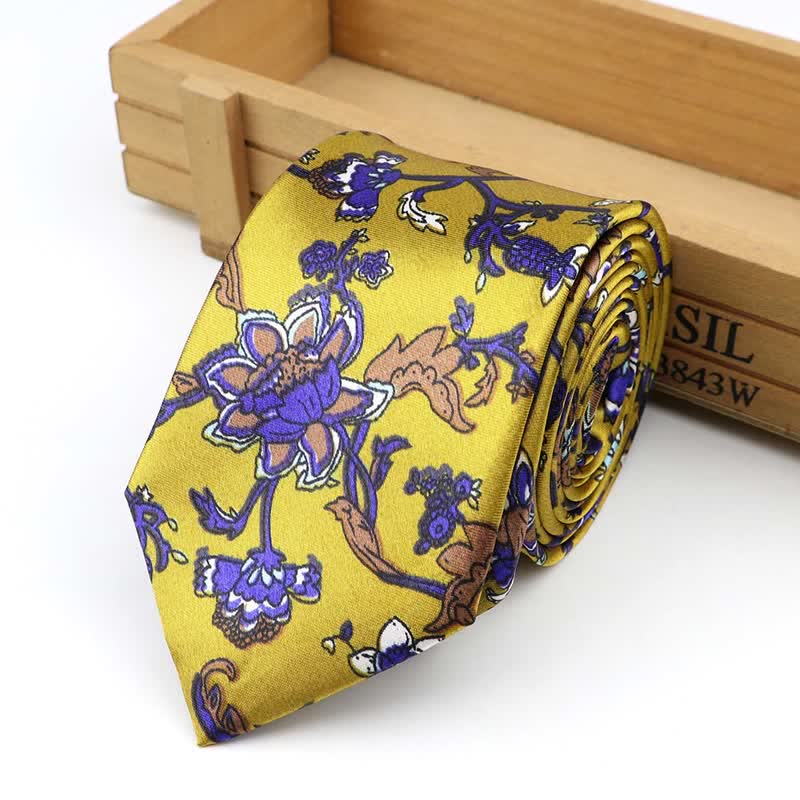 Men's Vintage Print Abstract Floral Necktie