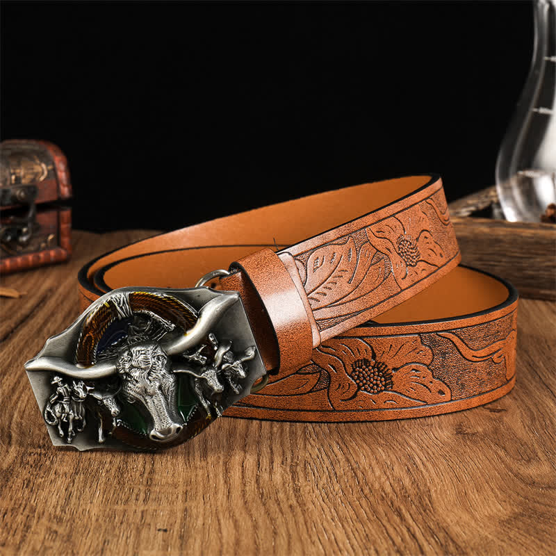 Men's Domineering Bull Head Leather Belt