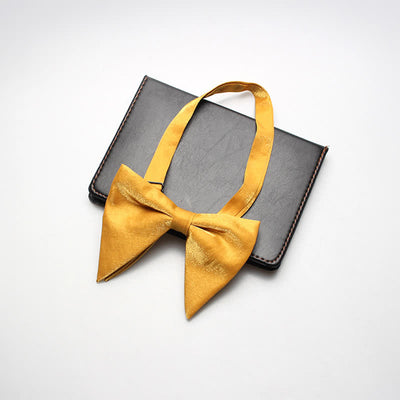 Men's Bright Satin Silk Oversized Pointed Bow Tie