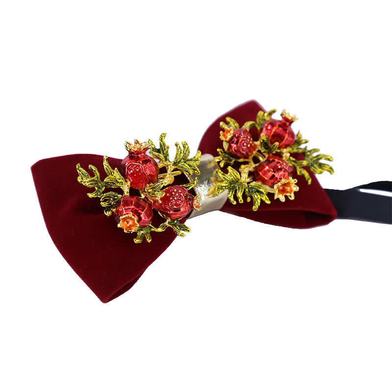 Men's Burgundy Pomegranate Floral Bow Tie