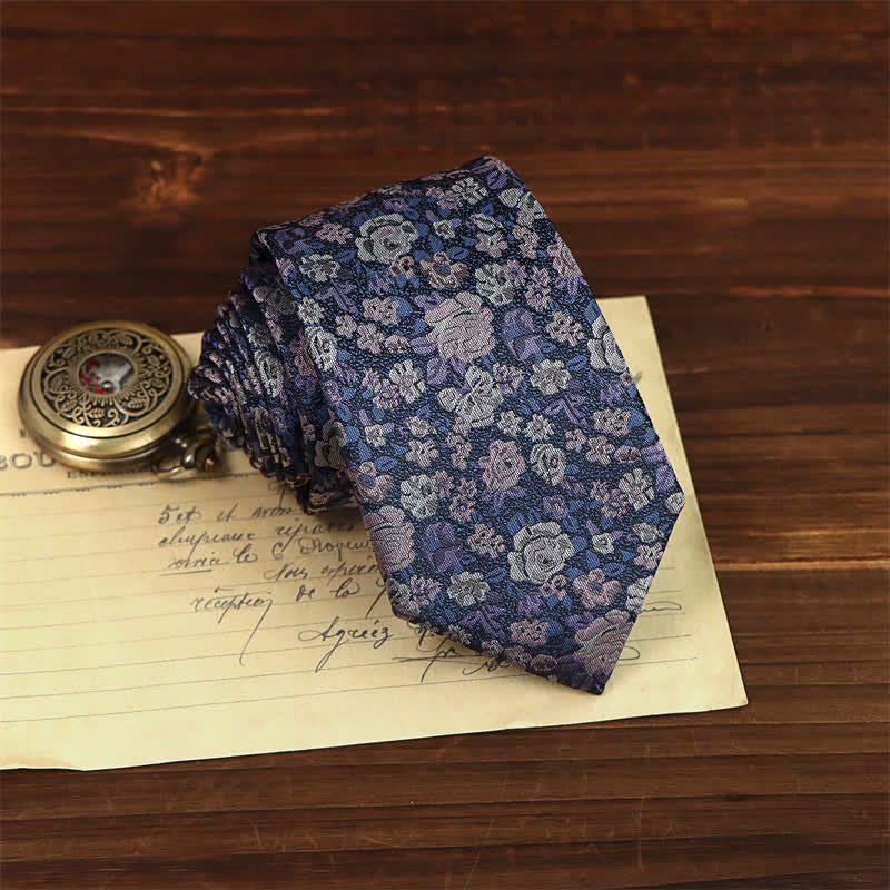 SteelBlue Men's Novelty Floral Necktie