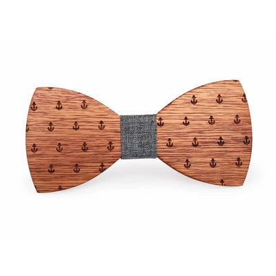 Men's Nautical Boat Anchor Wooden Bow Tie