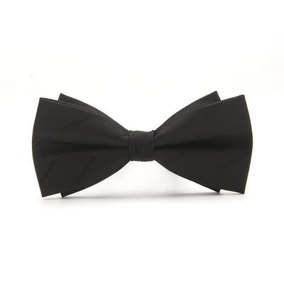 Men's Double-layer Plain Striped Bow Tie